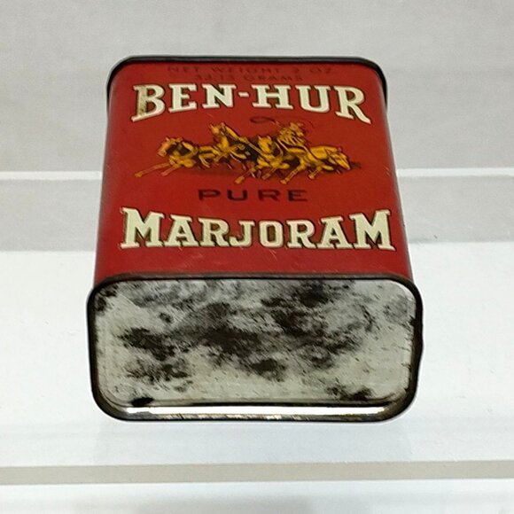 Ben-Hur Marjoram Spice Tin Container 2 Oz 1940s Collectible Kitchen Décor Vintag - Picture 6 of 7